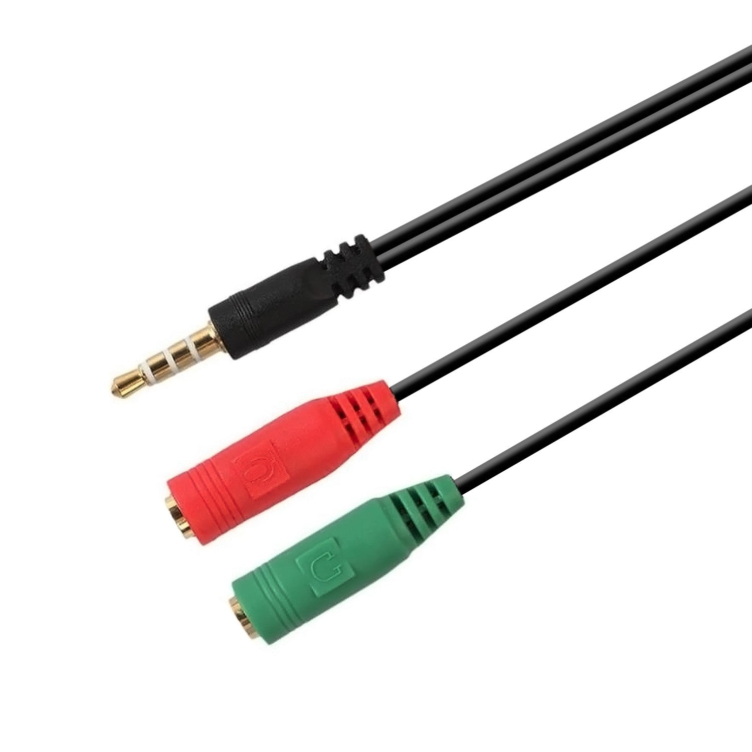AISENS Cable adaptador Audio Jack 3.5 4pines/M - 2x Jack 3.5 3pines/H, Negro, 20 cm