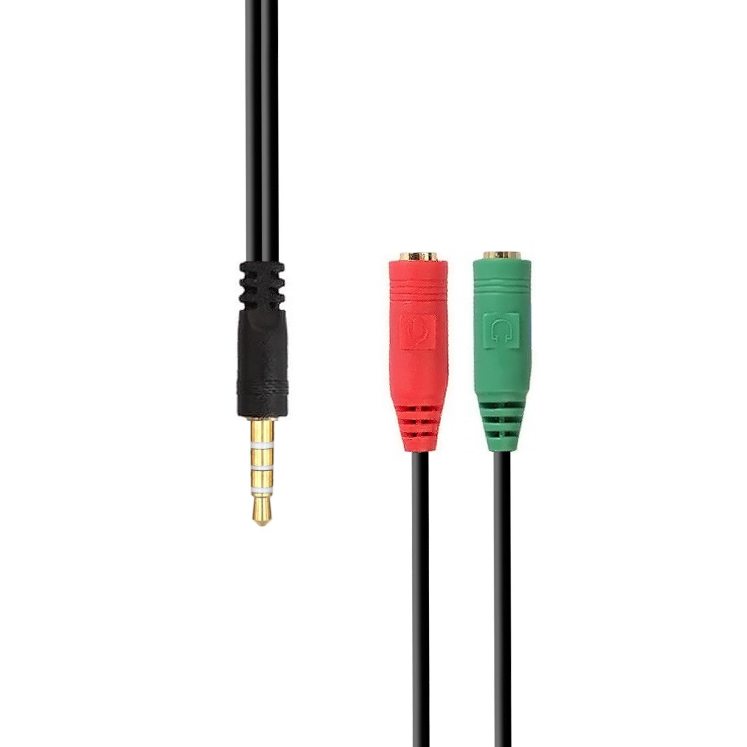 AISENS Cable adaptador Audio Jack 3.5 4pines/M - 2x Jack 3.5 3pines/H, Negro, 20 cm