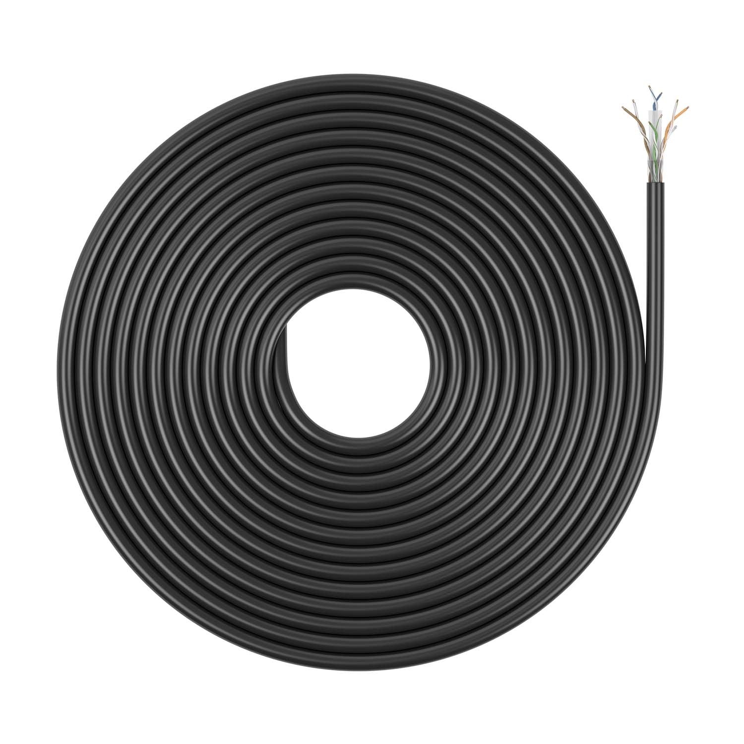 AISENS Cable de Red Exterior Impermeable RJ45 Cat.6 UTP R+¡gido CCA AWG23, Negro, 305M