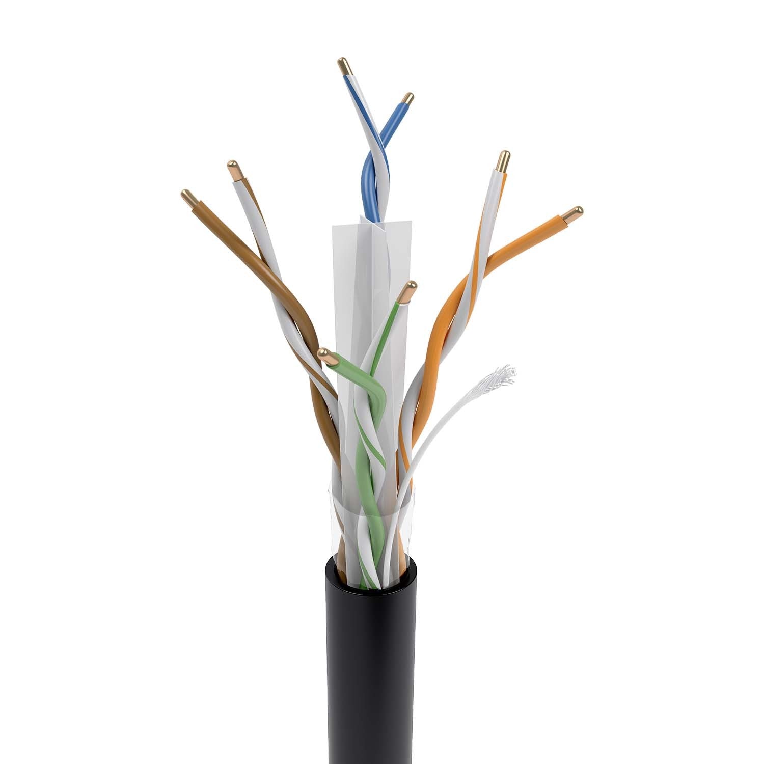 AISENS Cable de Red Exterior Impermeable RJ45 Cat.6 UTP R+¡gido CCA AWG23, Negro, 305M