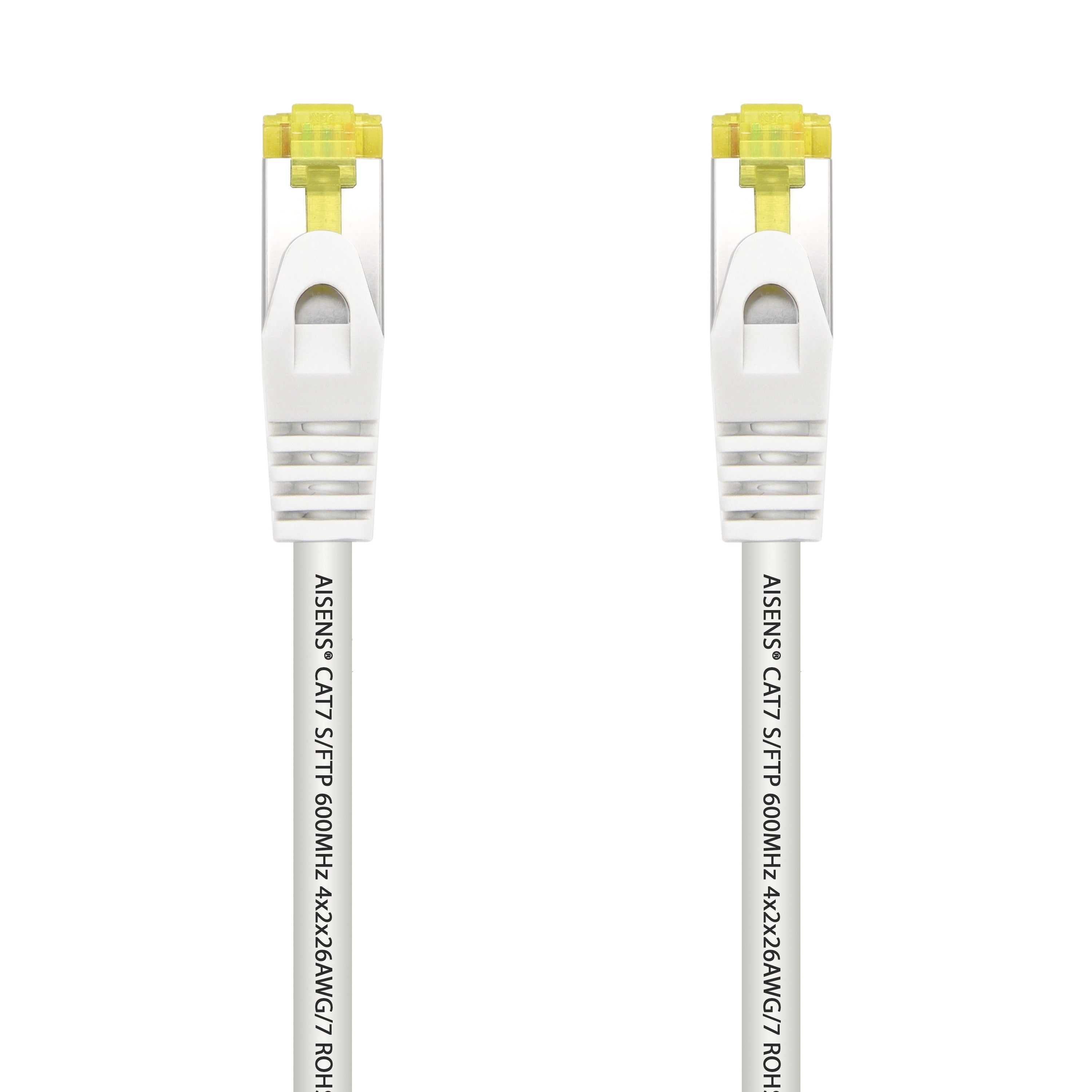 AISENS Cable De Red Latiguillo RJ45 LSZH Cat.7 600 MHz S/FTP PIMF AWG26, Blanco, 0.5 m