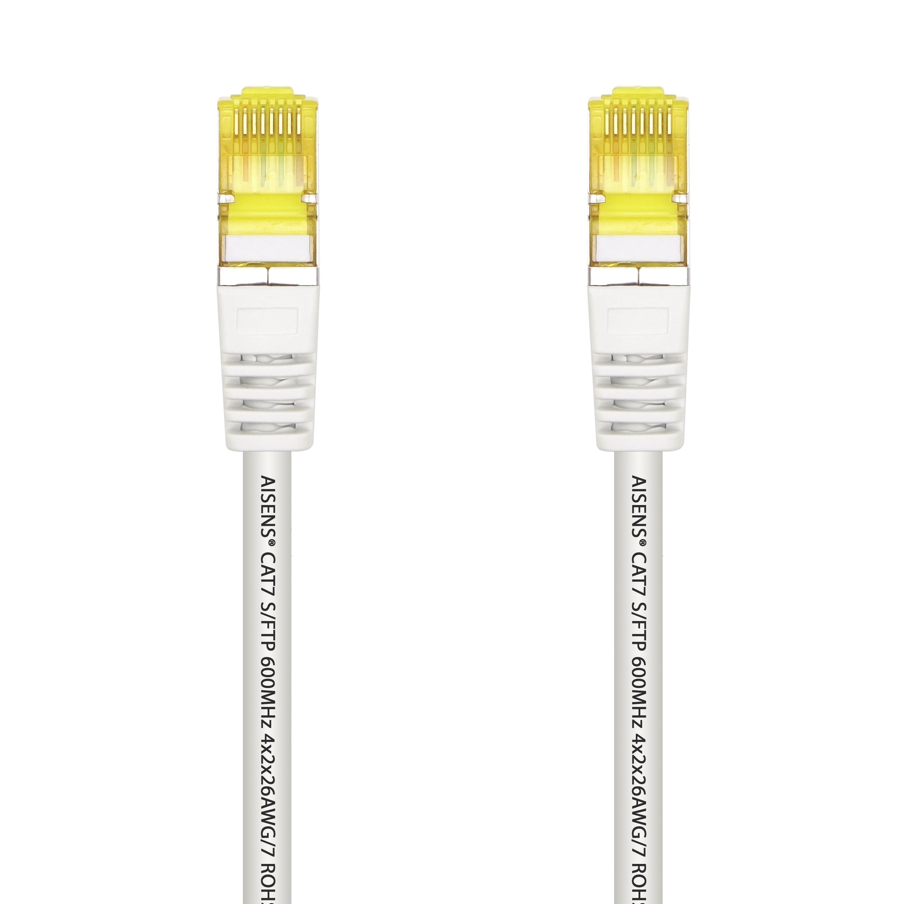 AISENS Cable De Red Latiguillo RJ45 LSZH Cat.7 600 MHz S/FTP PIMF AWG26, Blanco, 0.5 m