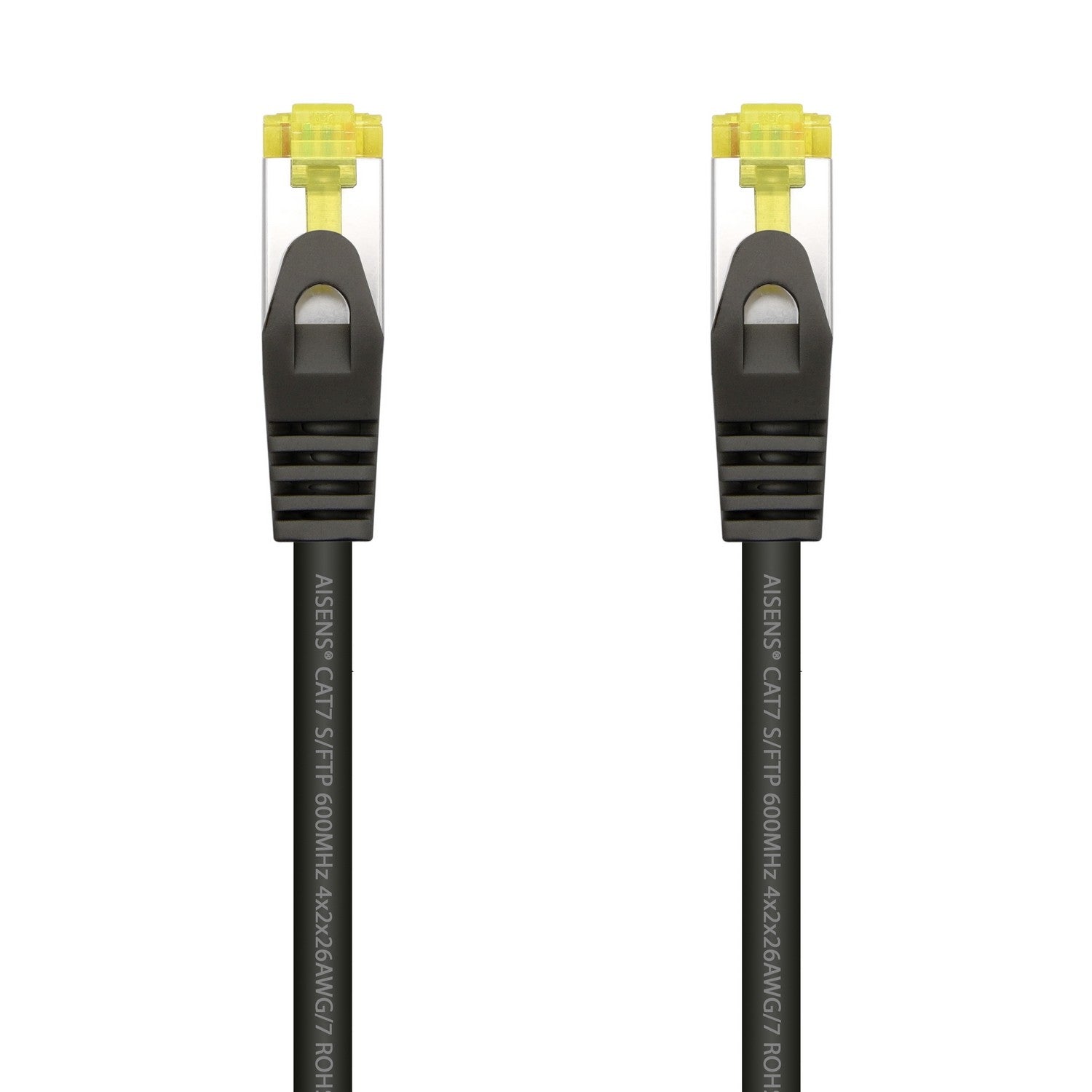 AISENS Cable De Red Latiguillo RJ45 LSZH Cat.7 600 MHz S/FTP PIMF AWG26, Negro, 2.0 m