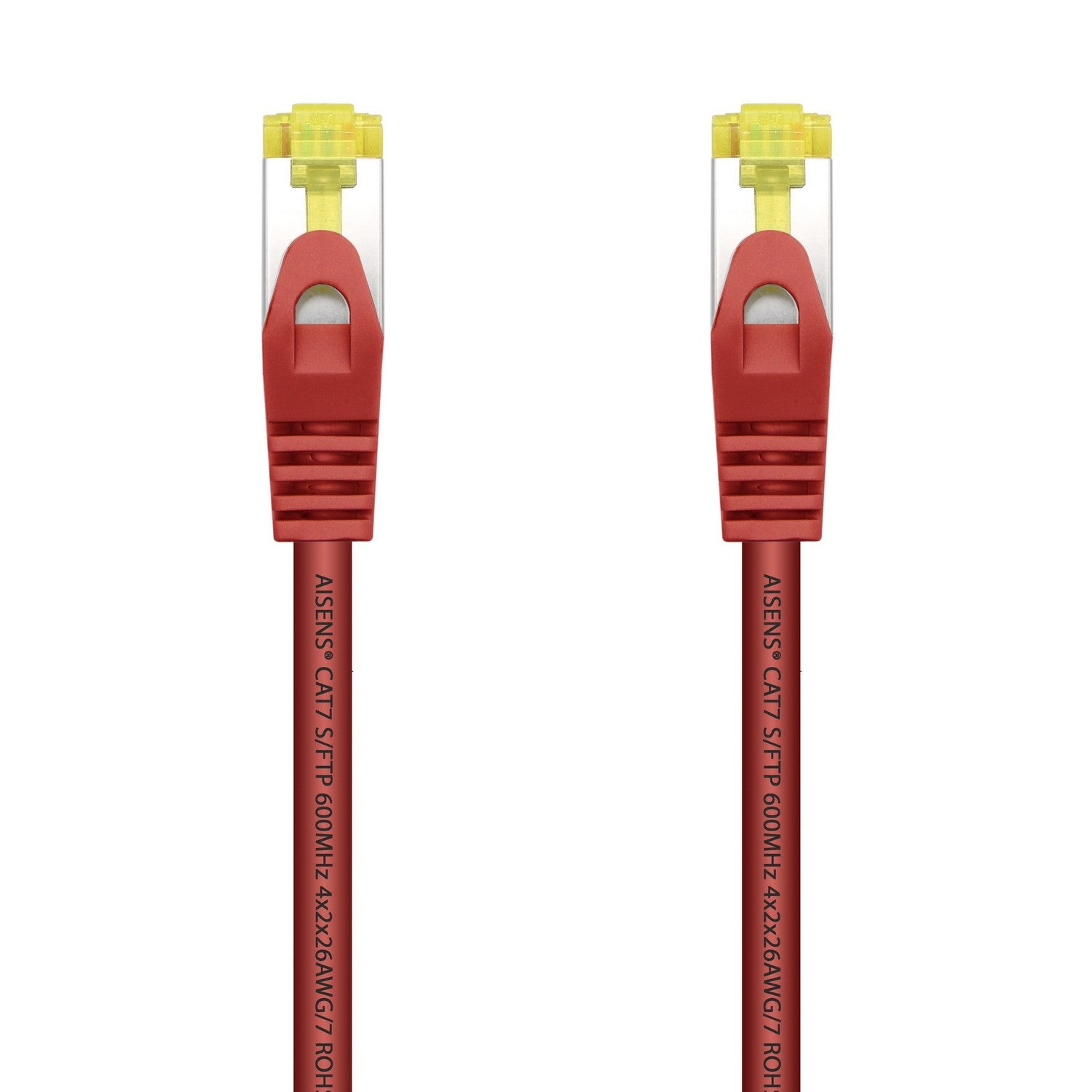 AISENS Cable De Red Latiguillo RJ45 LSZH Cat.7 600 MHz S/FTP PIMF AWG26, Rojo, 0.5 m