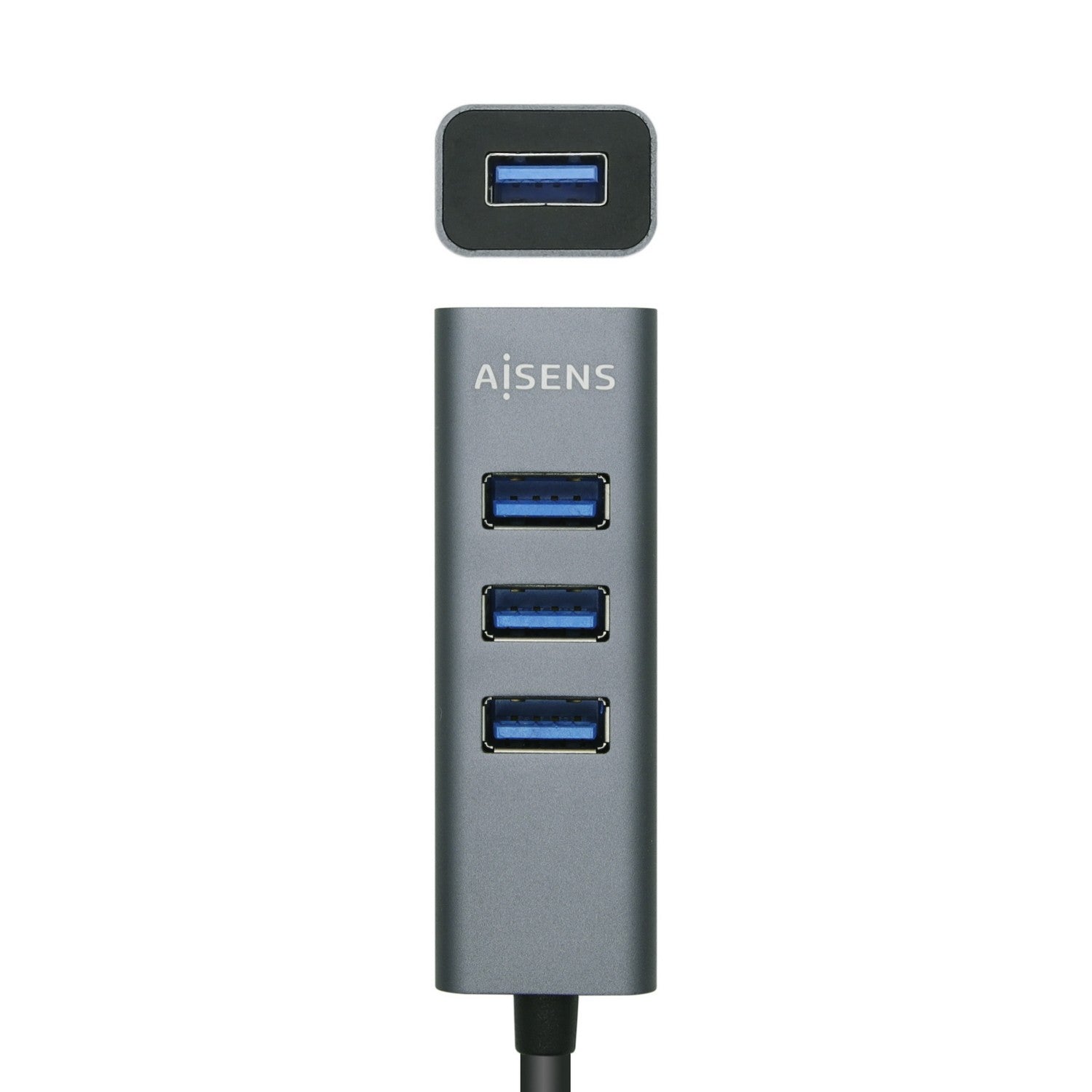 AISENS Hub USB 3.1 USB-C, USB-C/M - 4x Tipo A/H, Gris, 10 cm