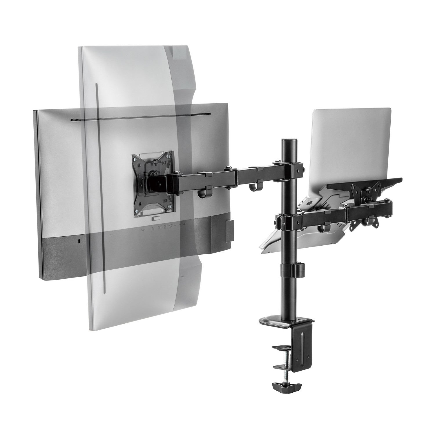 AISENS Soporte de Mesa Giratorio e Inclinable para Portatil y Monitor/TV 9Kg de 17-32, Negro