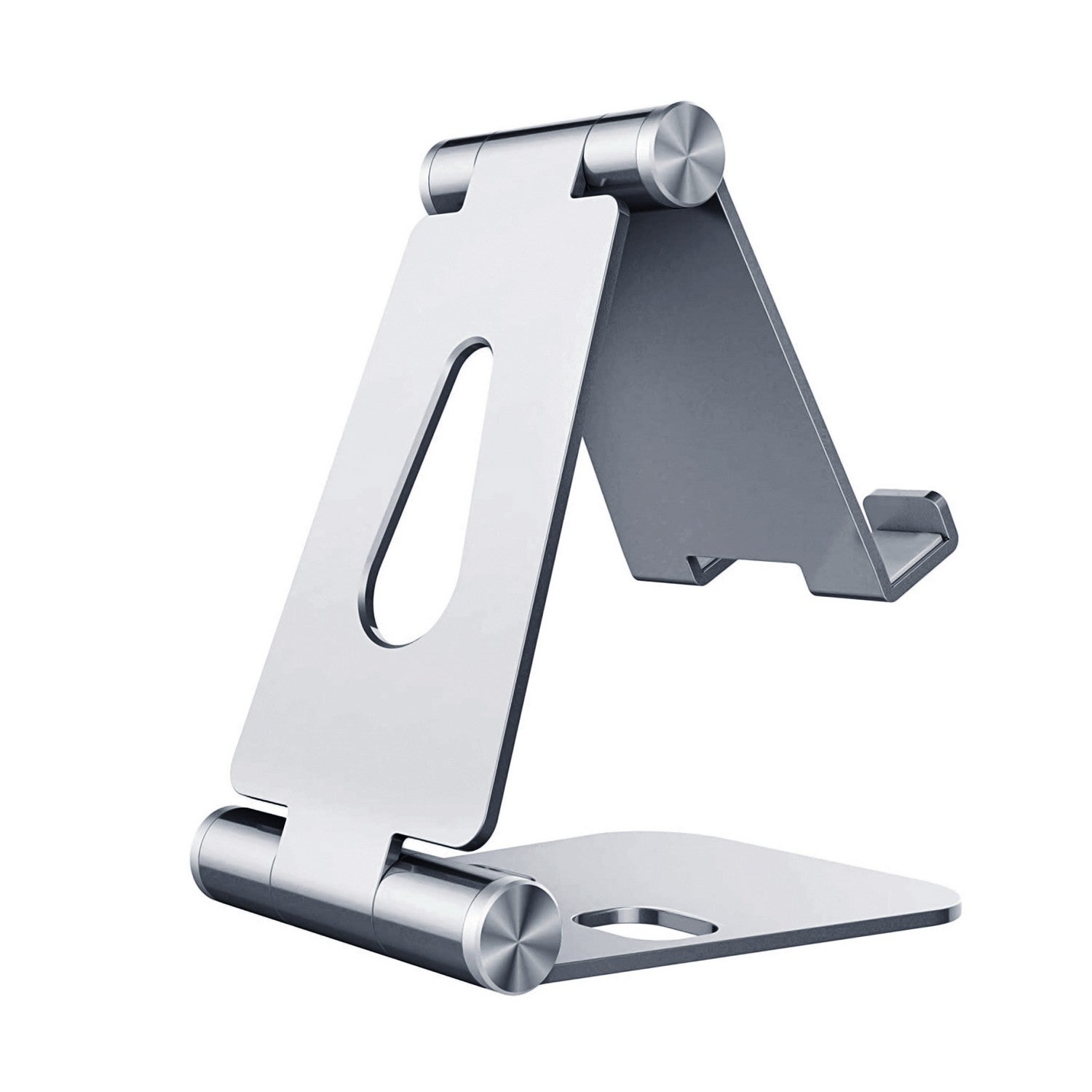 AISENS Soporte De Sobremesa Tama+¦o M Ajustable (2 Pivotes) Para Movil / Tablet, Plata