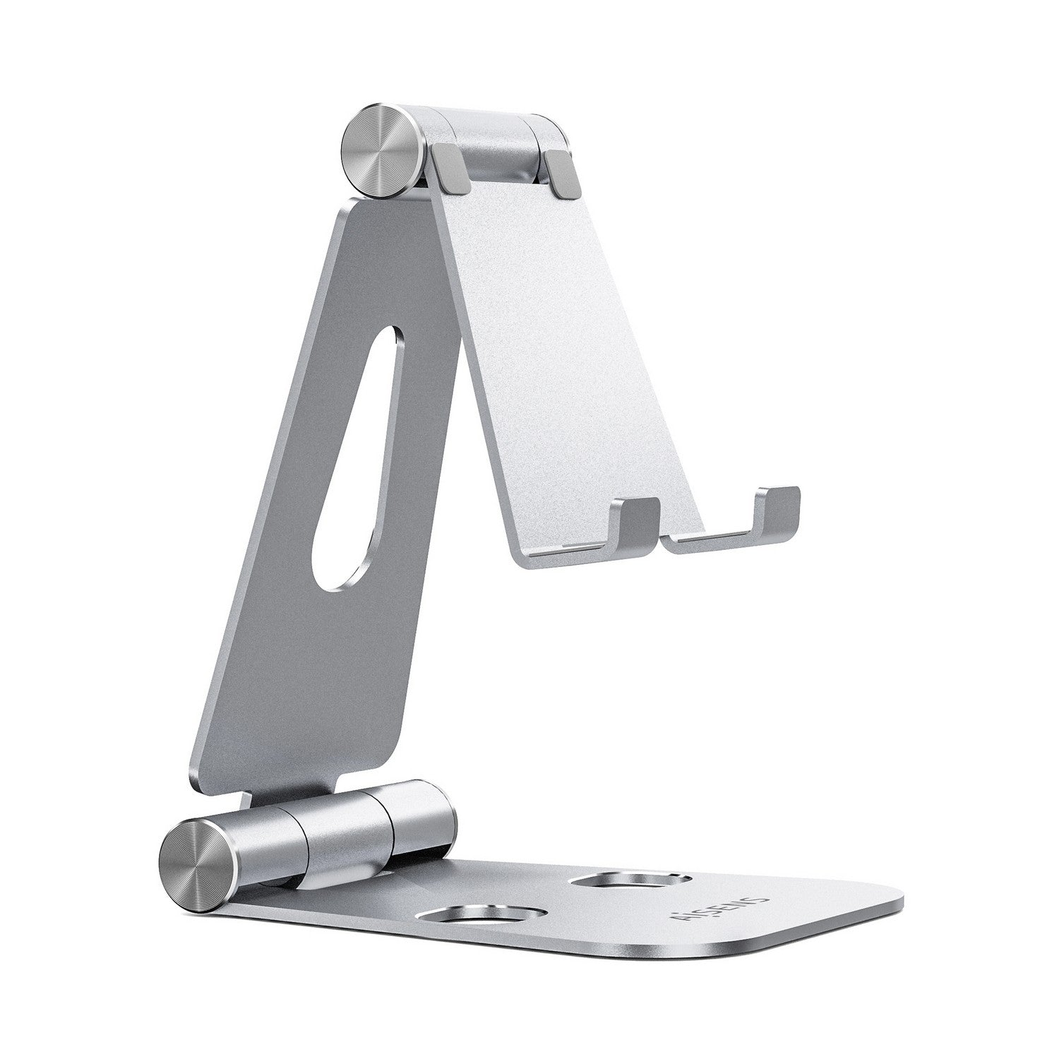 AISENS Soporte De Sobremesa Tama+¦o XL Ajustable (2 Pivotes) Para Movil / Tablet, Plata