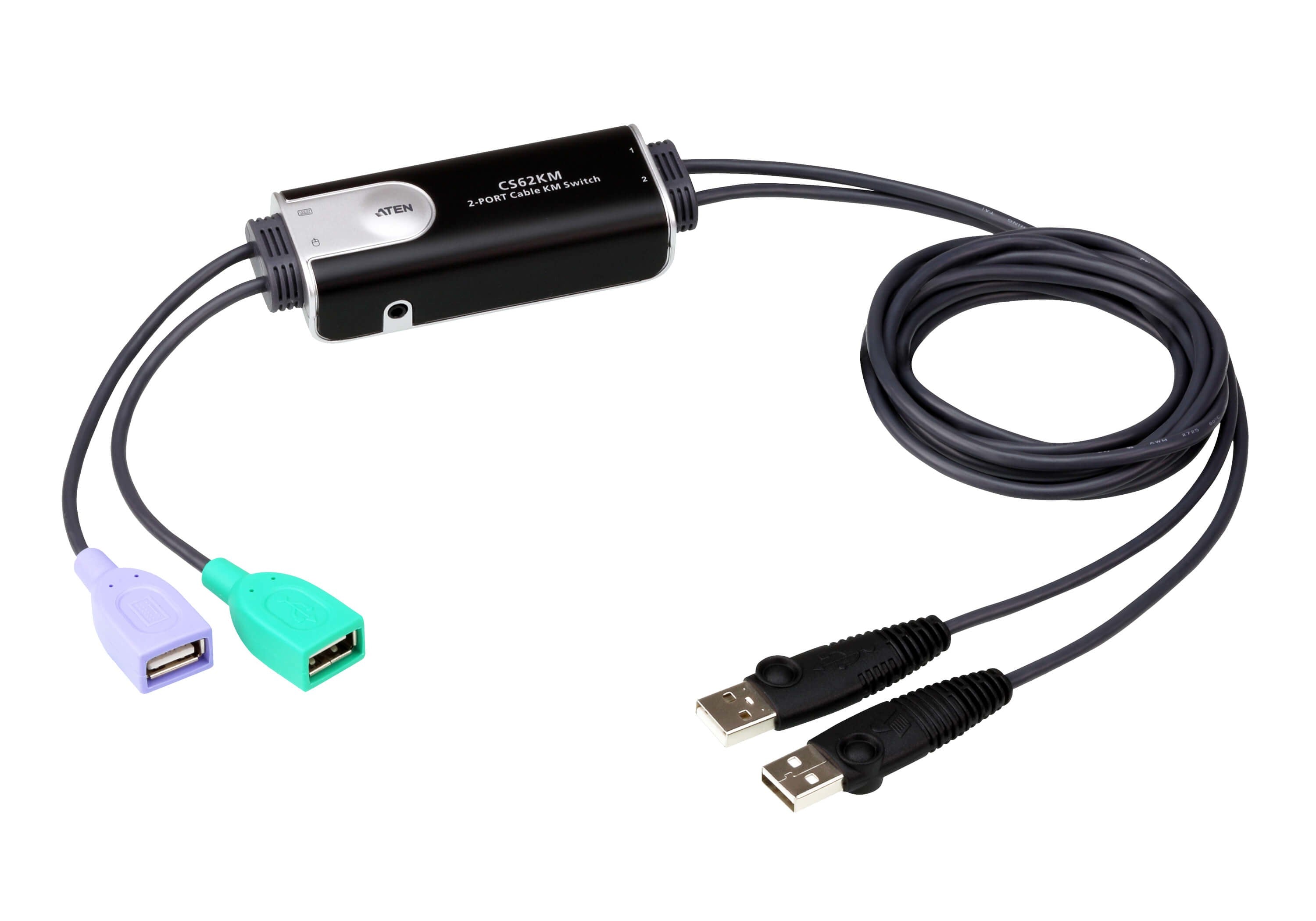 ATEN Switch KM formato cable USB de 2 puertos con Boundless Switching