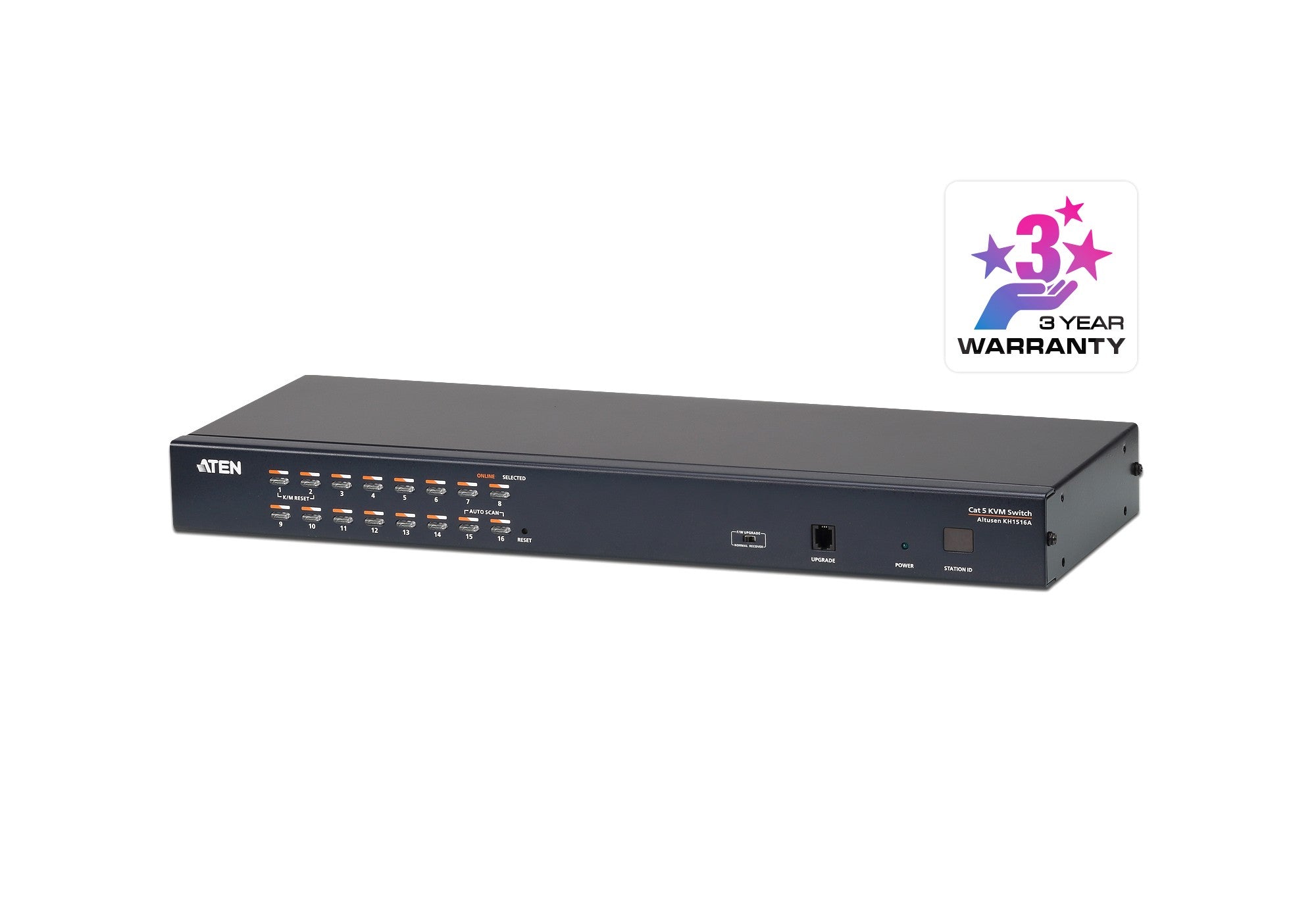 ATEN Switch KVM Cat 5 multi-interfaz de 16 puertos