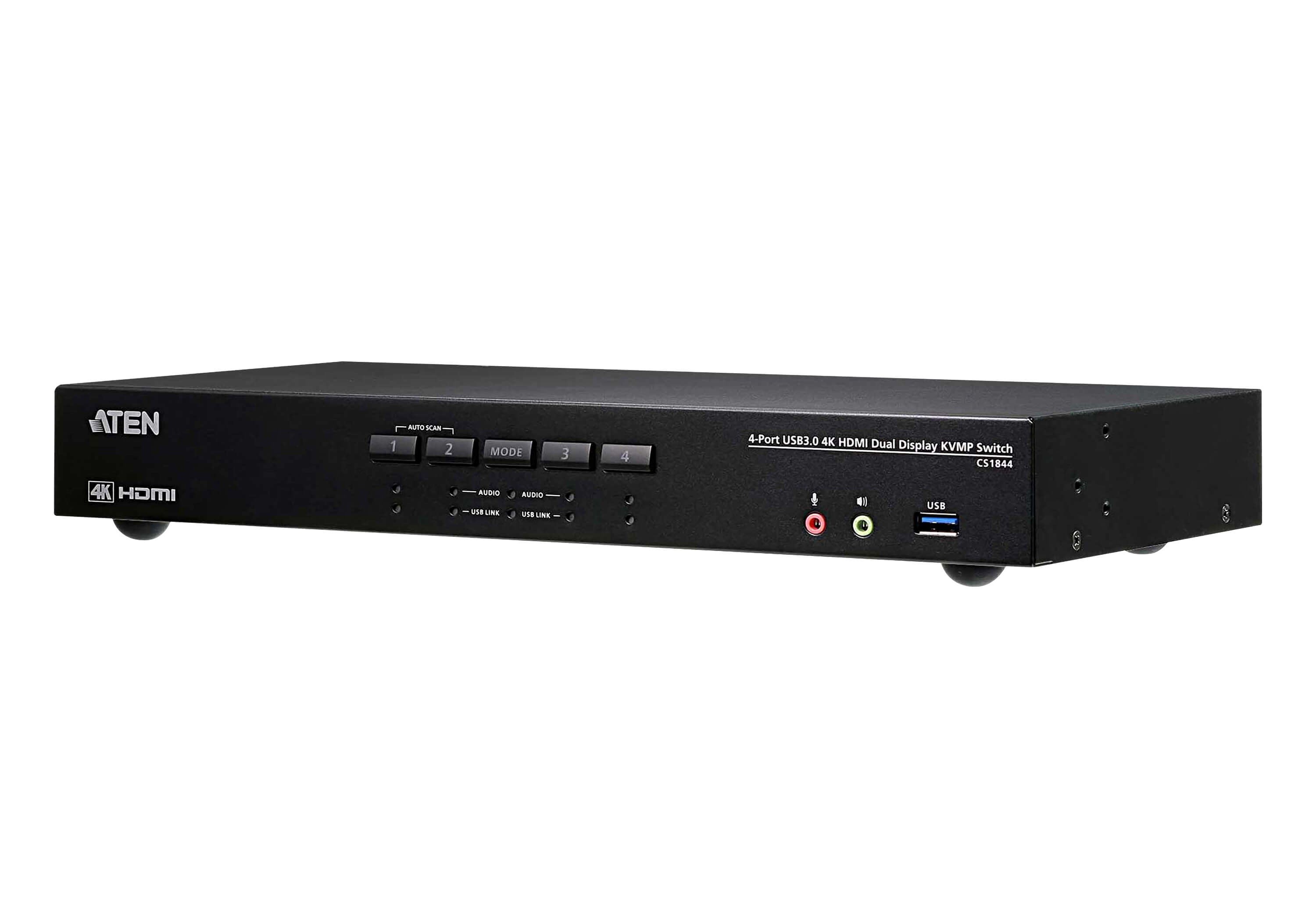 ATEN Switch KVMPÔäó USB 3.0 4K HDMI para dos pantallas de 4 puertos