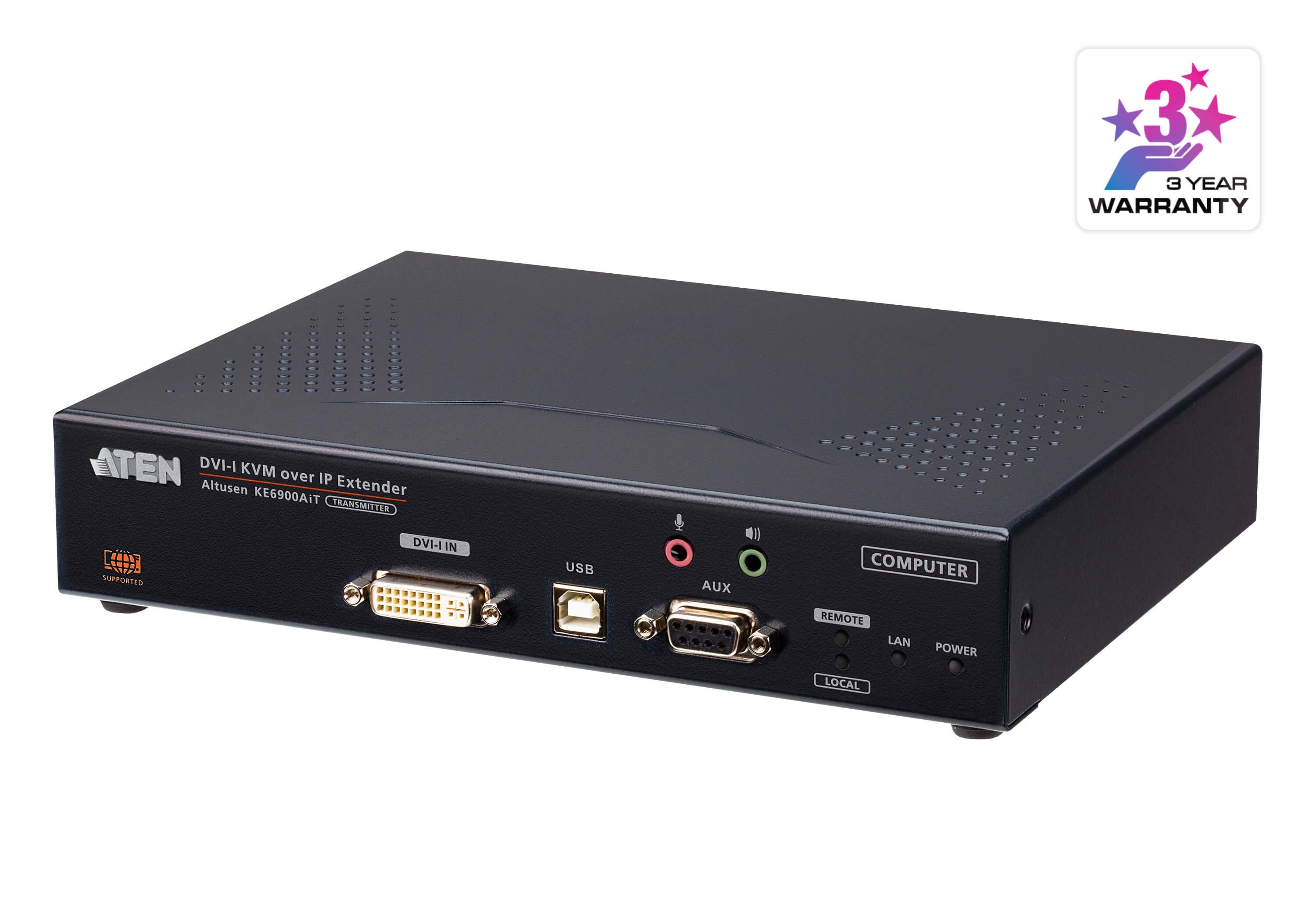 ATEN Transmisor de KVM DVI-I a trav+®s de IP de una sola pantalla con acceso a Internet