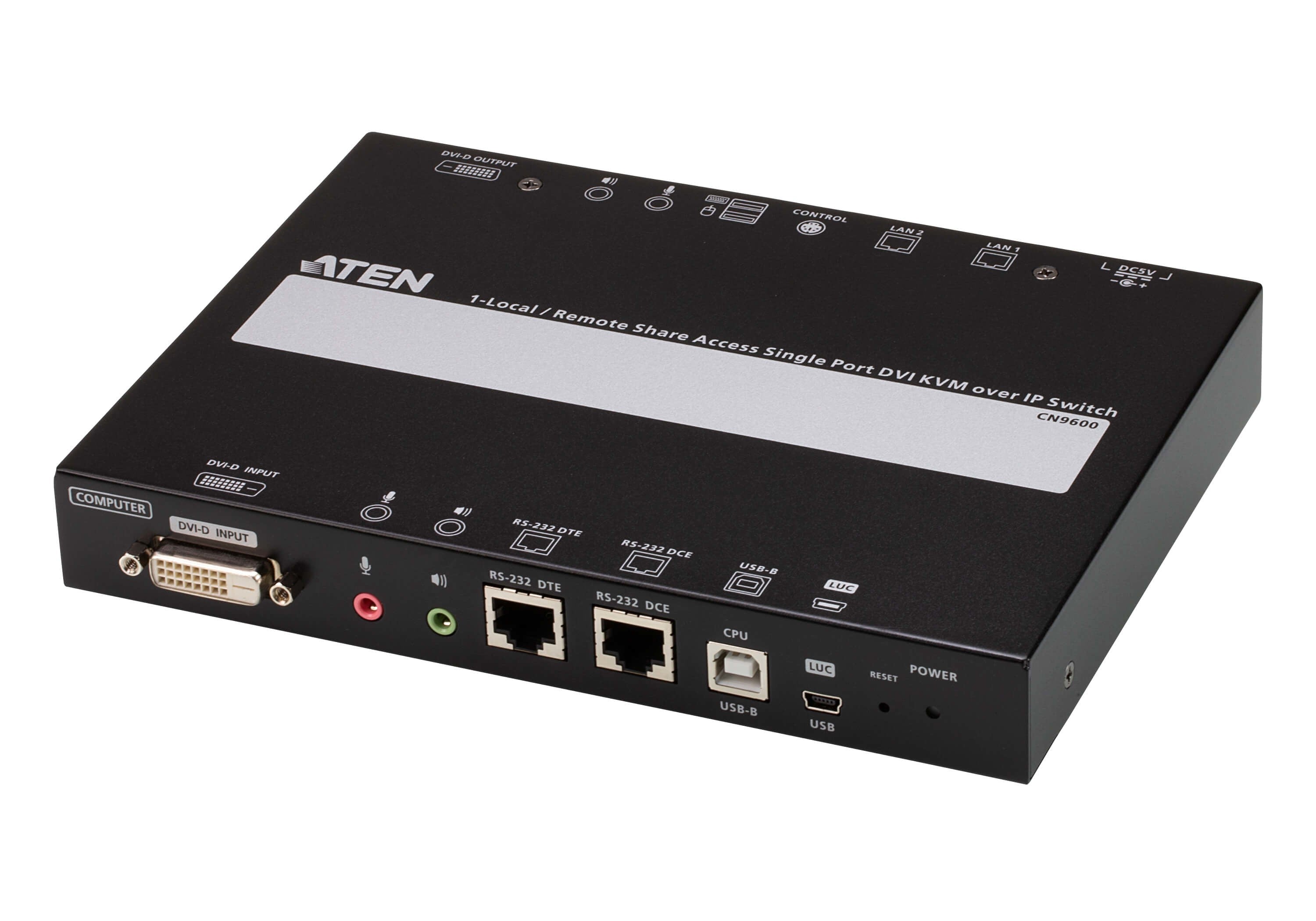 ATEN Unidad de control KVM por IP DVI de un puerto (1920 x 1200) con acceso compartido desde consolas local/remota