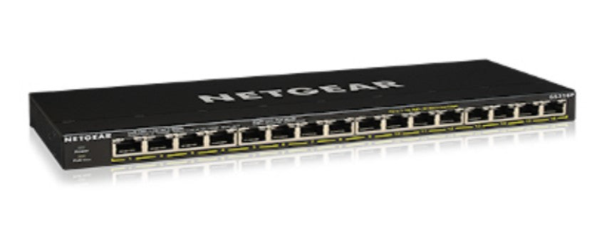 NETGEAR GS316P No administrado Gigabit Ethernet (10/100/1000) Energ+¡a sobre Ethernet (PoE) Negro