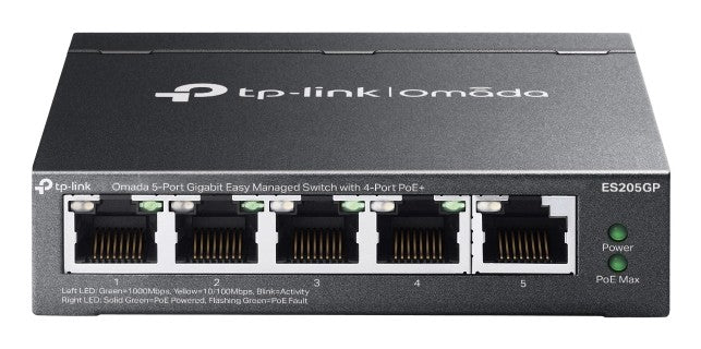 TP-Link Omada ES205G Gestionado Gigabit Ethernet (10/100/1000) Energ+¡a sobre Ethernet (PoE) Negro
