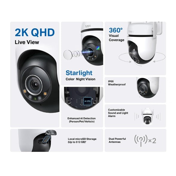 TP-Link Tapo C520WS Almohadilla C+ímara de seguridad IP Interior y exterior 2560 x 1440 Pixeles Techo