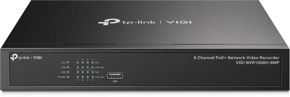TP-Link VIGI NVR1008H-8MP Grabadore de v+¡deo en red (NVR) Negro