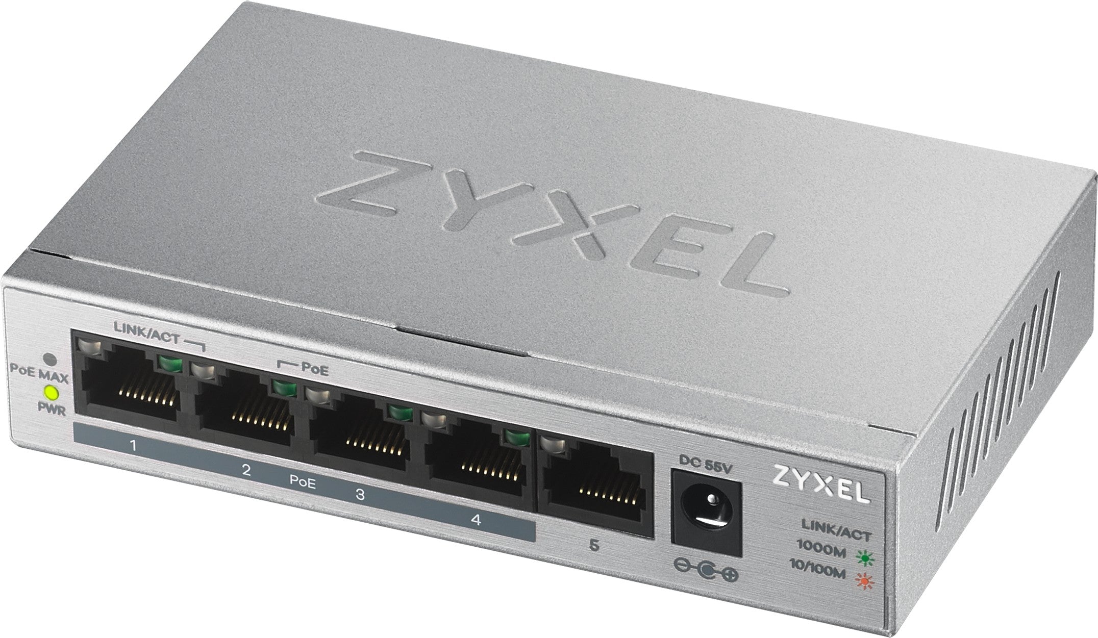 Zyxel GS1005HP No administrado Gigabit Ethernet (10/100/1000) Energ+¡a sobre Ethernet (PoE) Plata