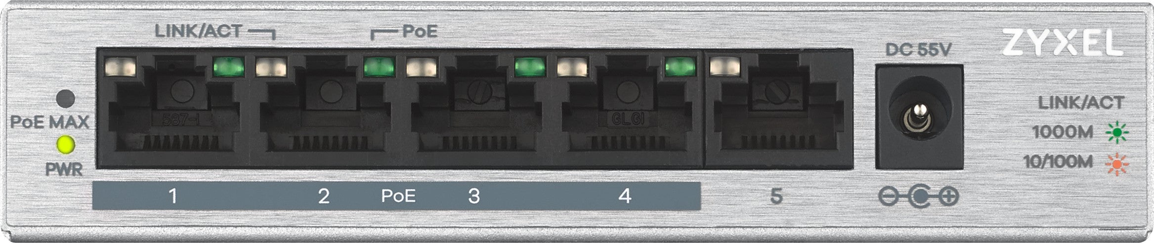 Zyxel GS1005HP No administrado Gigabit Ethernet (10/100/1000) Energ+¡a sobre Ethernet (PoE) Plata