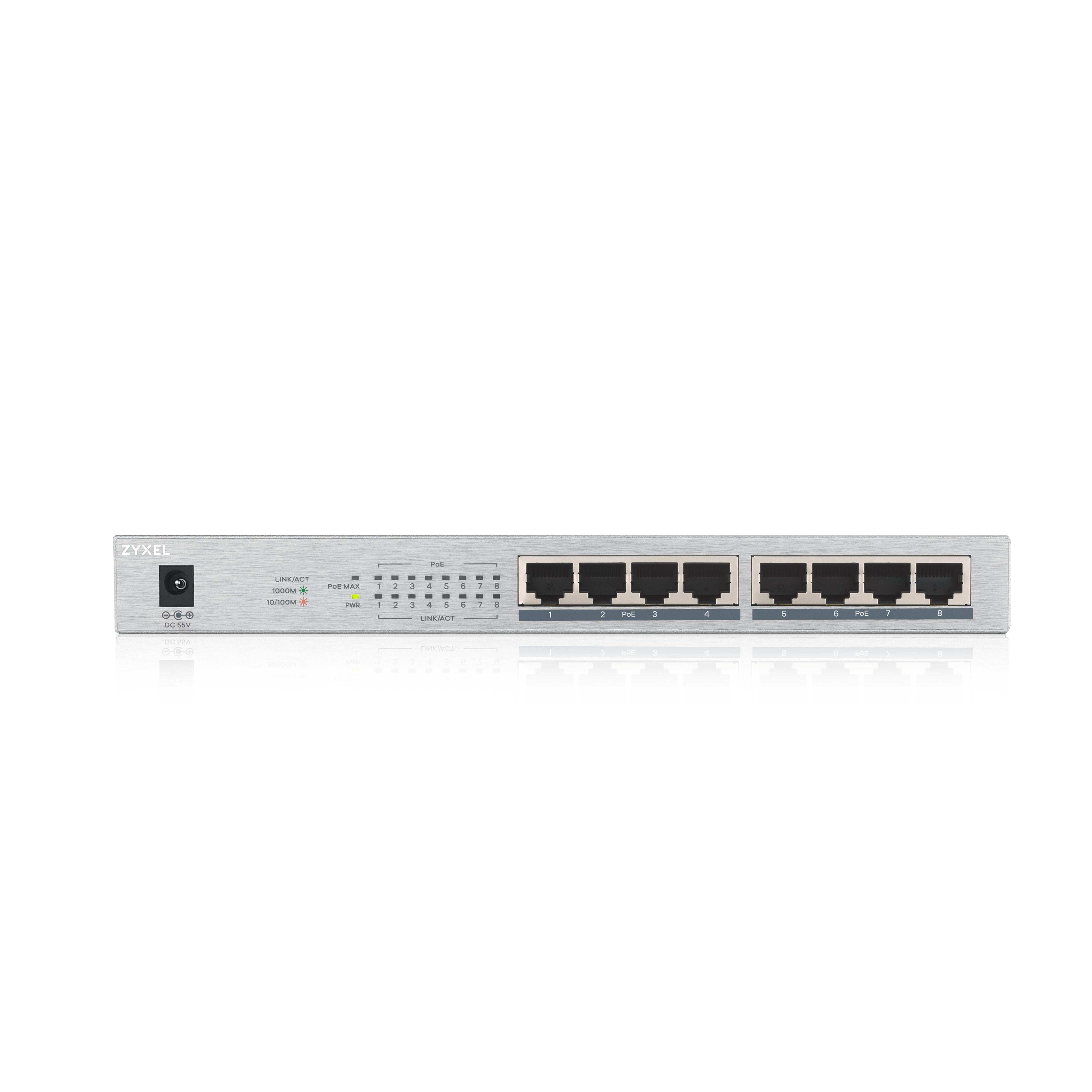 Zyxel GS1008HP No administrado Gigabit Ethernet (10/100/1000) Energ+¡a sobre Ethernet (PoE) Gris