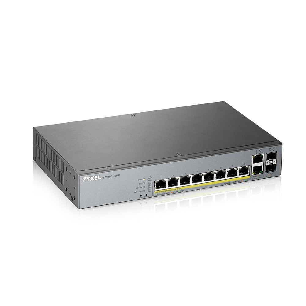 Zyxel GS1350-12HP-EU0101F switch Gestionado L2 Gigabit Ethernet (10/100/1000) Energ+¡a sobre Ethernet (PoE) Gris