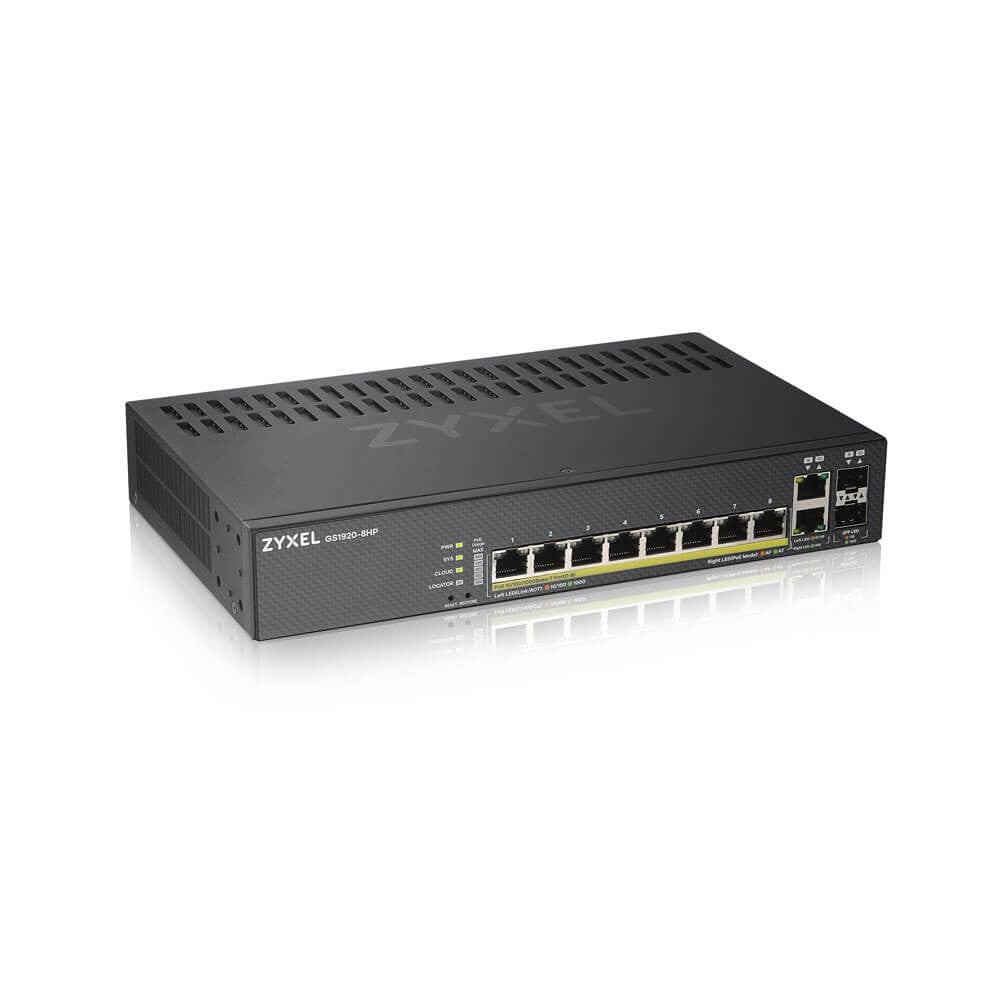 Zyxel GS1920-8HPV2 Gestionado Gigabit Ethernet (10/100/1000) Energ+¡a sobre Ethernet (PoE) Negro