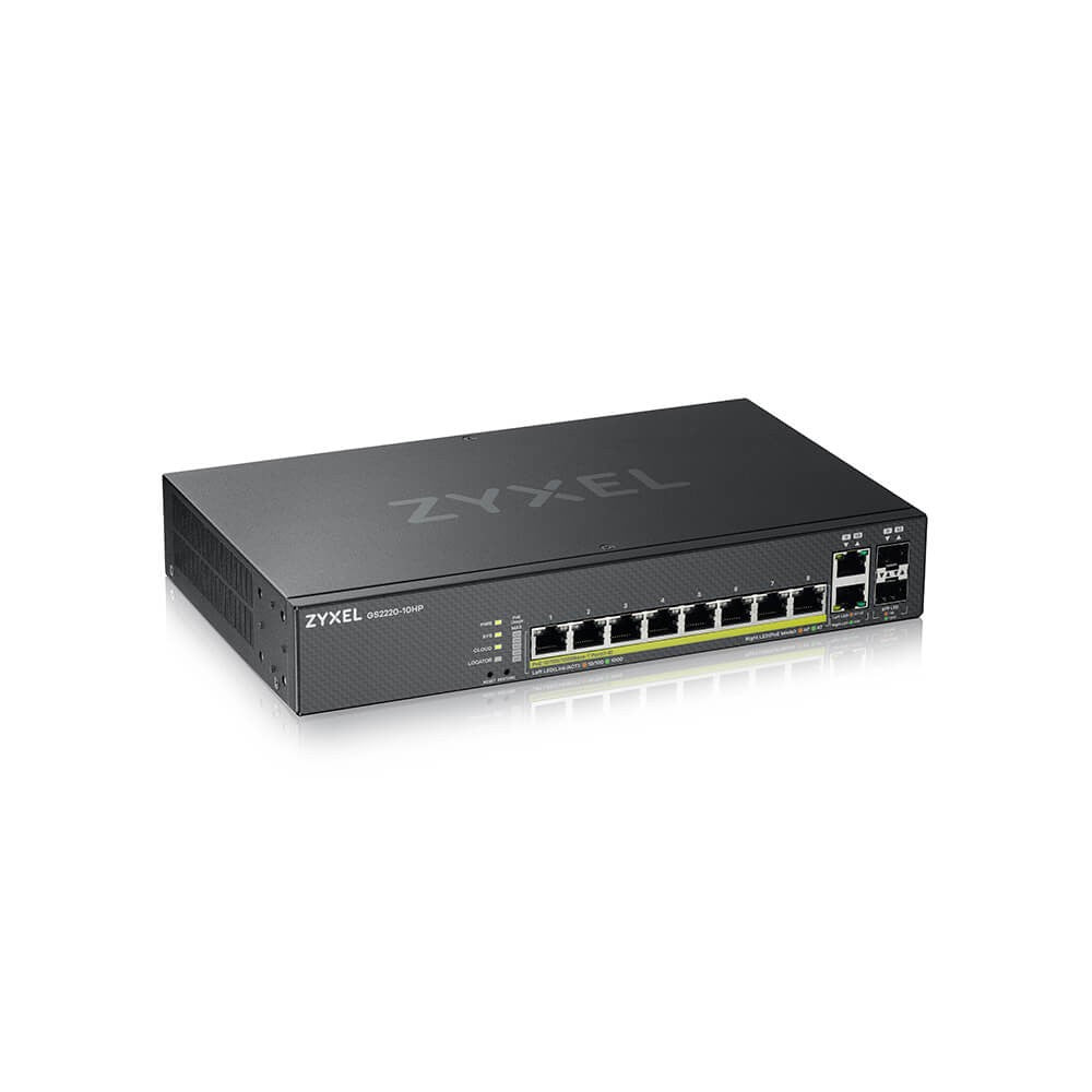 Zyxel GS2220-10HP-EU0101F switch Gestionado L2 Gigabit Ethernet (10/100/1000) Energ+¡a sobre Ethernet (PoE) Negro